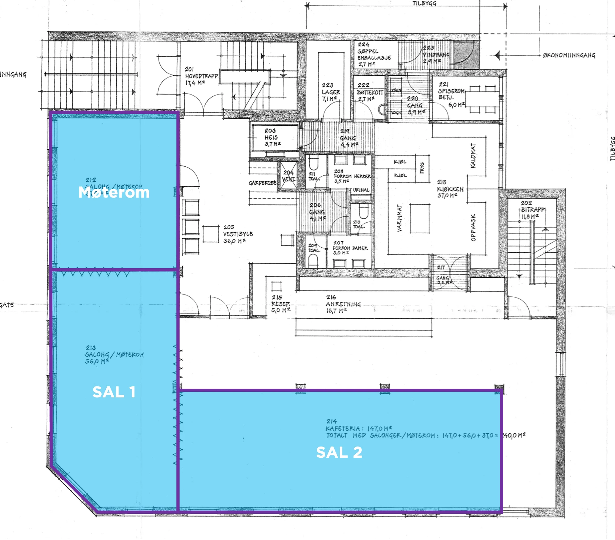 Floor plan showing the meeting room, Hall 1 and Hall 2